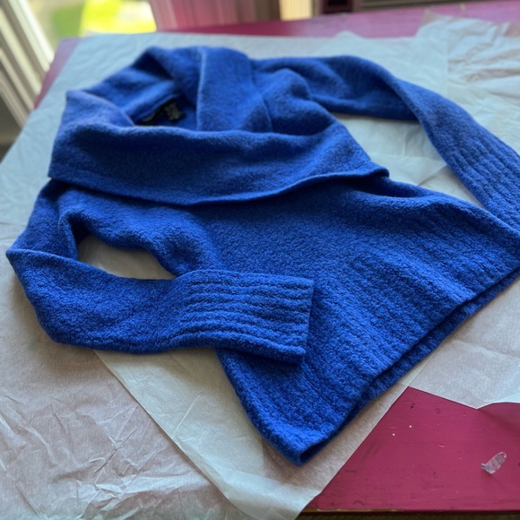 VTG Moda International sz M shawl collar sweater violet wool/acrylic/spandex - Picture 10 of 13